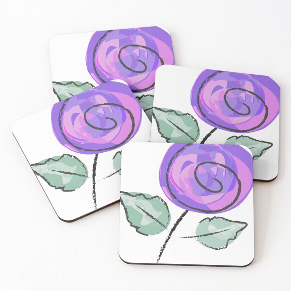 Item preview, Purple stylized rose with leaves designed and sold by ZorianArt.