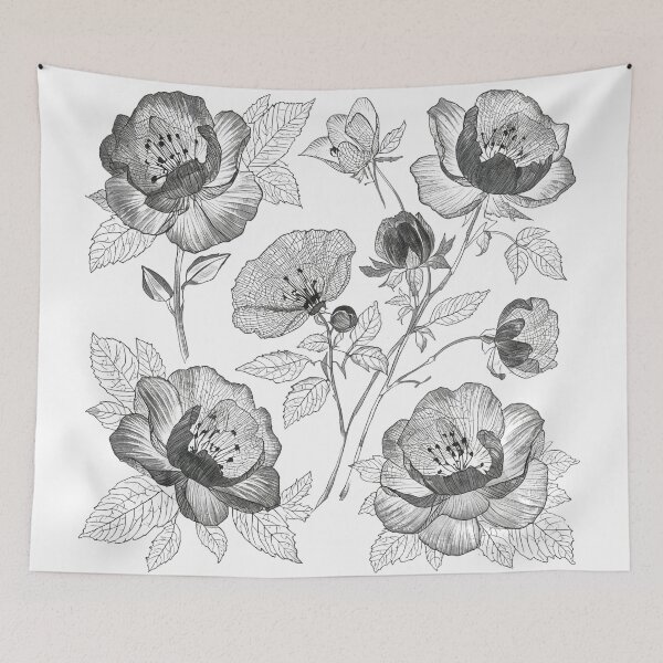 Item preview, White lace peonies  designed and sold by uunaa.