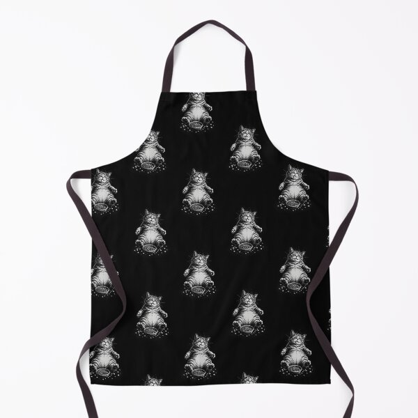 Item preview, Funny Fat Cat Eating Food Vintage Black and White Design designed and sold by ChaoticCatIlust.