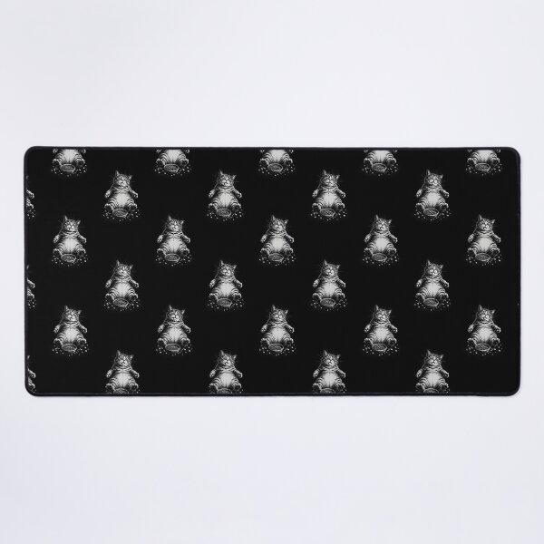 Item preview, Funny Fat Cat Eating Food Vintage Black and White Design designed and sold by ChaoticCatIlust.