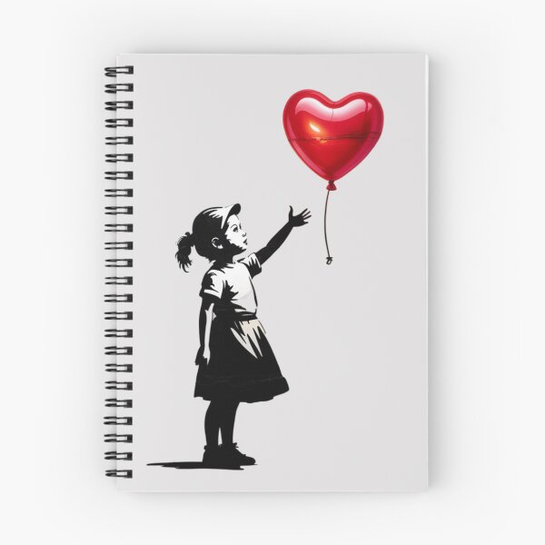 Item preview, Banksy - a girl reaching upward toward a prominent, vibrant red heart-shaped balloon  designed and sold by 123ks.