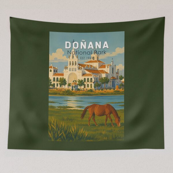 Item preview, Donana National Park Horse Illustration Travel Art Vintage designed and sold by KrisSidDesigns.