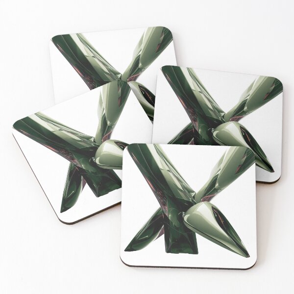 Item preview, Futuristic 3D abstract green sculpture – modern and geometric metal design designed and sold by UNIVERS MILDA.