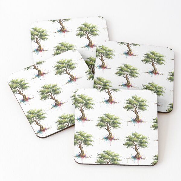 Item preview, Elegant twisted tree watercolour with dynamic colour splashes designed and sold by lucyinspace.