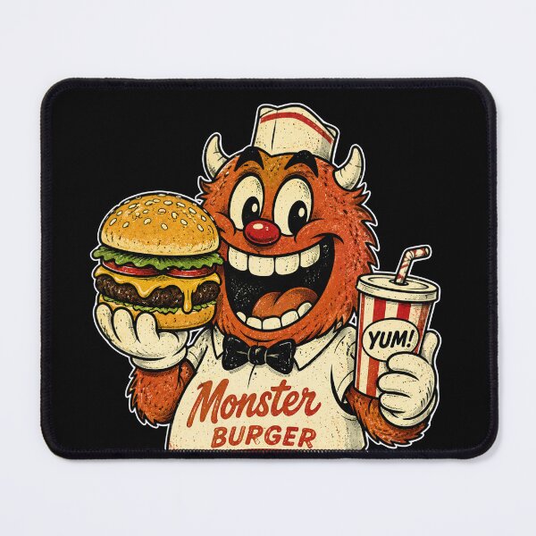 Item preview, Retro Monster Burger Fast Food Mascot designed and sold by aashcreat.