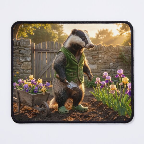 Item preview, Badger Gathers Irises in His Garden designed and sold by Tridentulus.