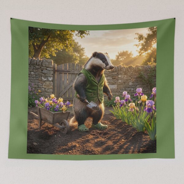 Item preview, Badger Gathers Irises in His Garden designed and sold by Tridentulus.