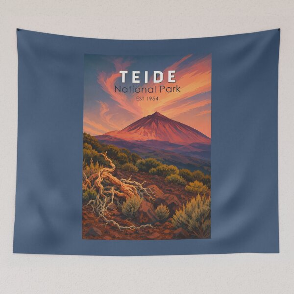 Item preview, Teide National Park Spain Illustration Travel Art Vintage designed and sold by KrisSidDesigns.