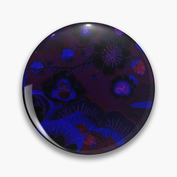 Item preview, Dark Japanese Neon Sakura — Blue & Red Abstract Floral Art Print designed and sold by BatNature.