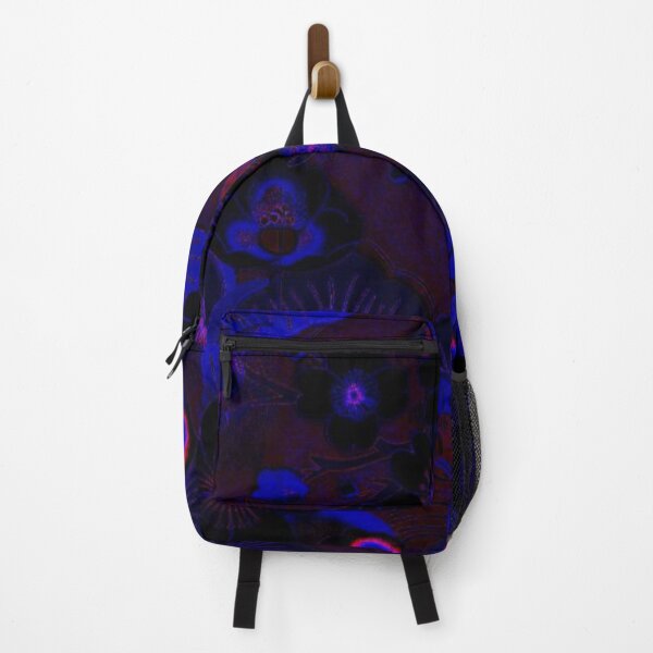 Item preview, Dark Japanese Neon Sakura — Blue & Red Abstract Floral Art Print designed and sold by BatNature.