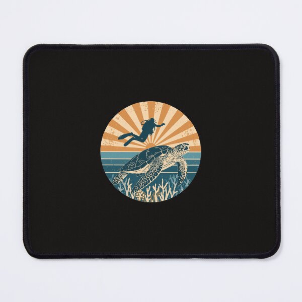 Item preview, Vintage Scuba Diver and Sea Turtle - Retro Ocean Sunset designed and sold by islam gamal.