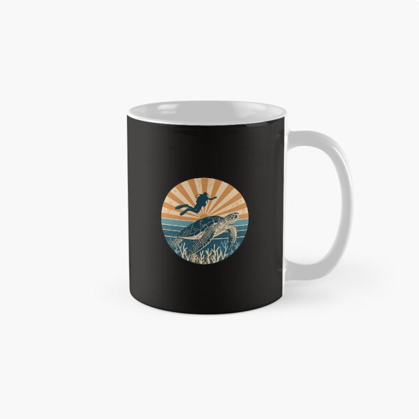 Item preview, Vintage Scuba Diver and Sea Turtle - Retro Ocean Sunset designed and sold by islam gamal.