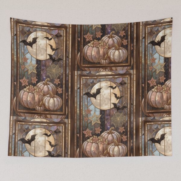 Item preview, Full moon, pearl pumpkins and golden bats designed and sold by BriSher.