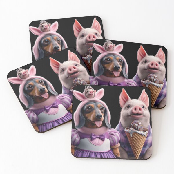 Item preview, Cute Dachshund in Pig Costume and Ice Cream Piggy designed and sold by LujziWorld.