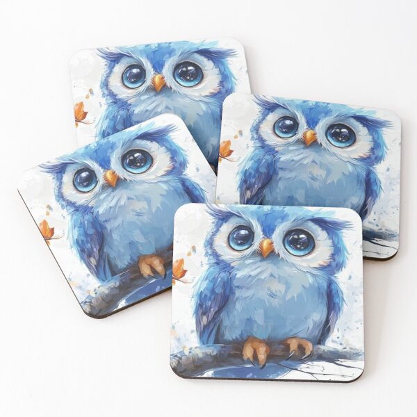 Item preview, Adorable blue color owl perched designed and sold by NivyasArtistry.
