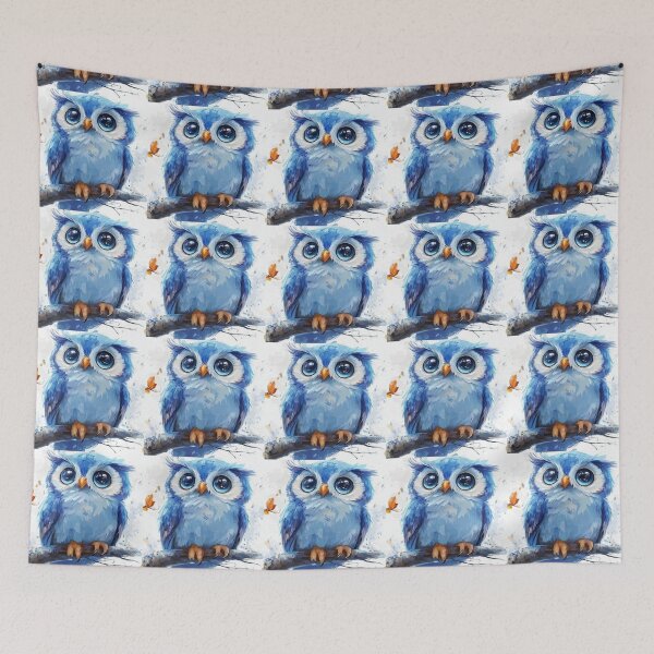 Item preview, Adorable blue color owl perched designed and sold by NivyasArtistry.