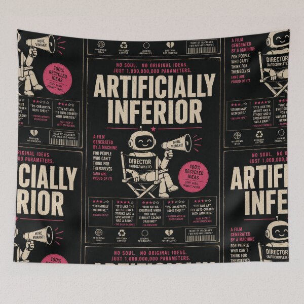 Item preview, Artificially Inferior Vintage AI Satire Poster designed and sold by ArtComixHaven.
