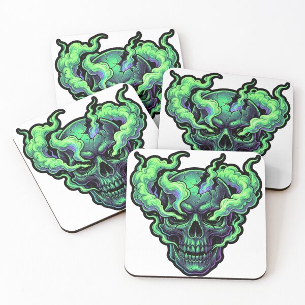 Item preview, Neon Green Smoking Skull Art designed and sold by JeevanStickers.