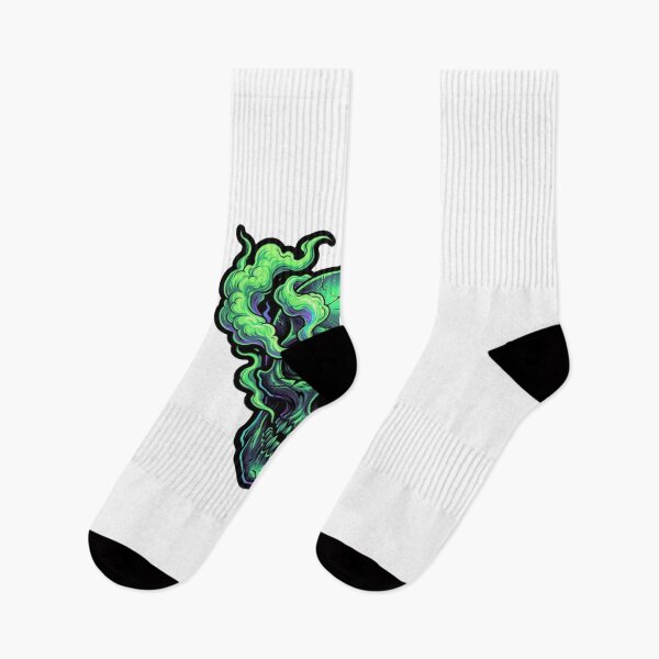 Item preview, Neon Green Smoking Skull Art designed and sold by JeevanStickers.
