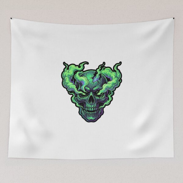 Item preview, Neon Green Smoking Skull Art designed and sold by JeevanStickers.