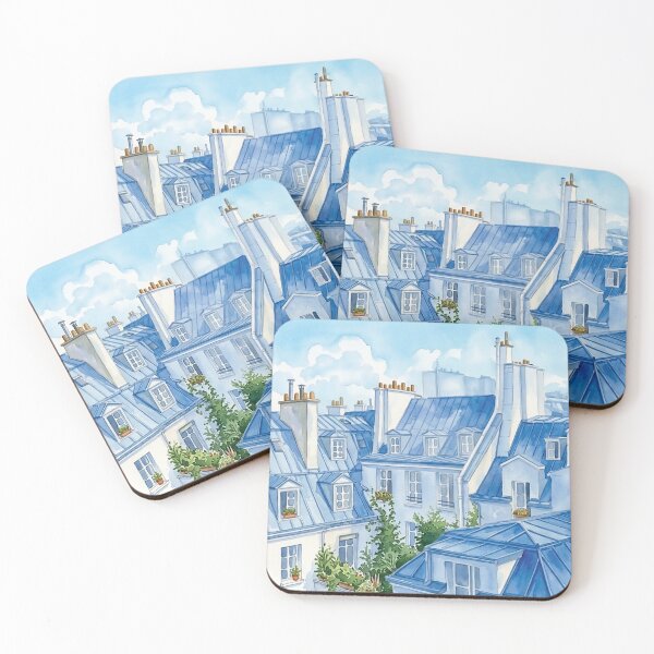 Item preview, Mediterranean Blue Rooftops Watercolor designed and sold by Islabonita..