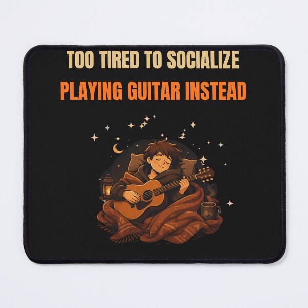 Item preview, Too Tired To Socialize Playing Guitar Instead Introvert Music Design designed and sold by Joyful-Pixel.