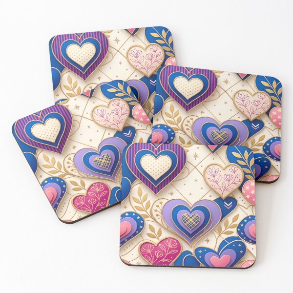 Item preview, Elegant Layered Hearts in Blue & Pink designed and sold by Good Vibes .