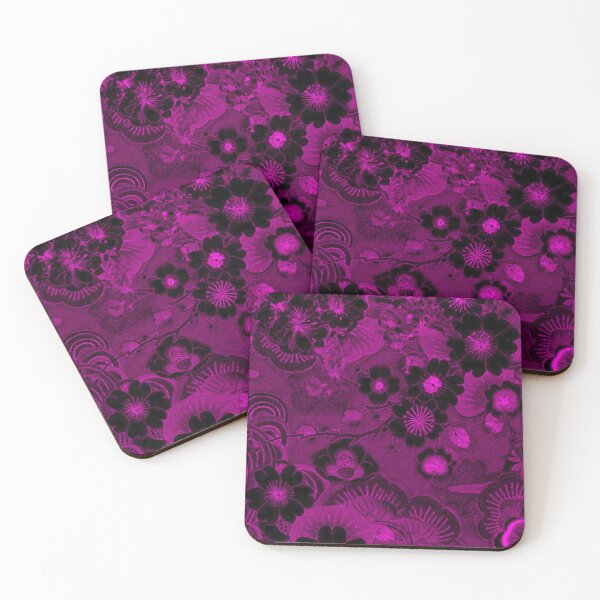 Item preview, Magenta Dark Floral Wall Art – Gothic Botanical Print designed and sold by BatNature.