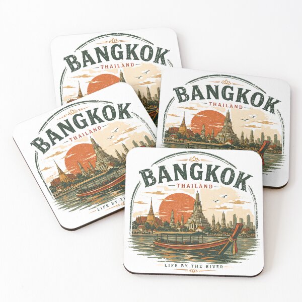 Item preview, Bangkok Thailand Vintage River Life | Retro travel design designed and sold by filou designs.