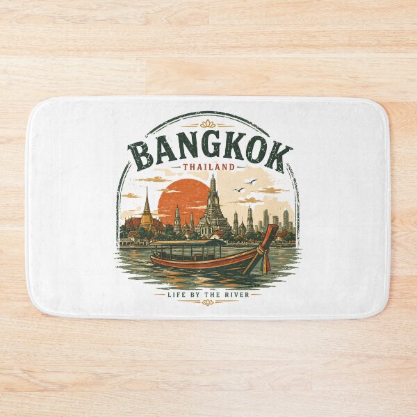 Item preview, Bangkok Thailand Vintage River Life | Retro travel design designed and sold by filou designs.