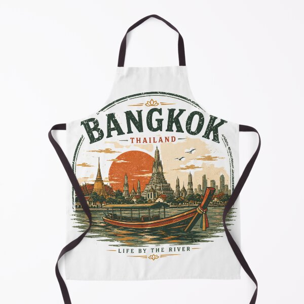 Item preview, Bangkok Thailand Vintage River Life | Retro travel design designed and sold by filou designs.