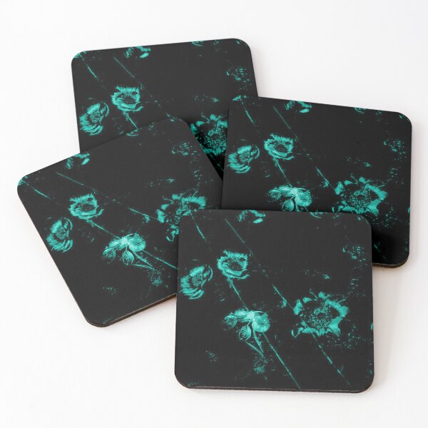 Item preview, Emerald Bloom in the Void — Neon Botanical Dark Floral Print designed and sold by BatNature.