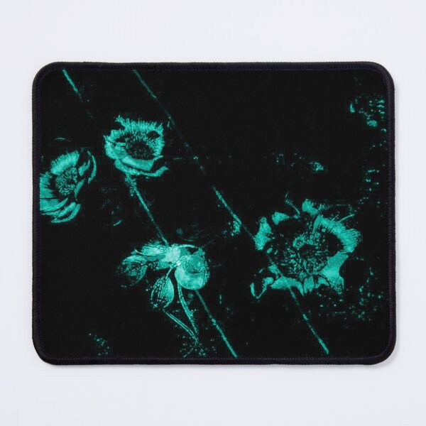Item preview, Emerald Bloom in the Void — Neon Botanical Dark Floral Print designed and sold by BatNature.