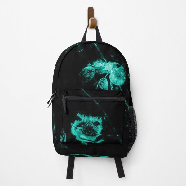 Item preview, Emerald Bloom in the Void — Neon Botanical Dark Floral Print designed and sold by BatNature.