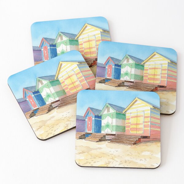 Item preview, Brighton Beach Huts Watercolour Style designed and sold by InkAndLatitude.