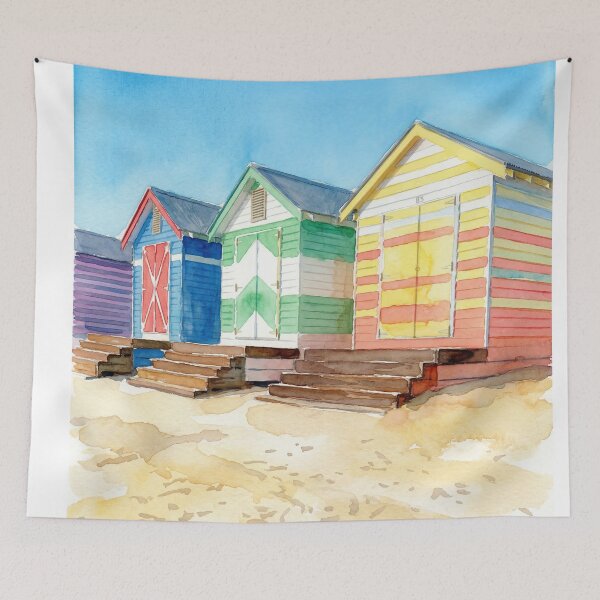 Item preview, Brighton Beach Huts Watercolour Style designed and sold by InkAndLatitude.