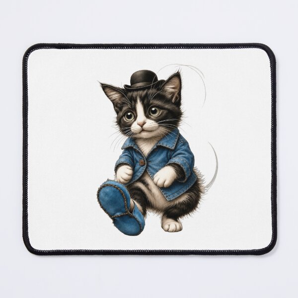 Item preview, Cute Tuxedo Cat in Blue Jacket | Whimsical Vintage Kitten designed and sold by DesignEssenceH.