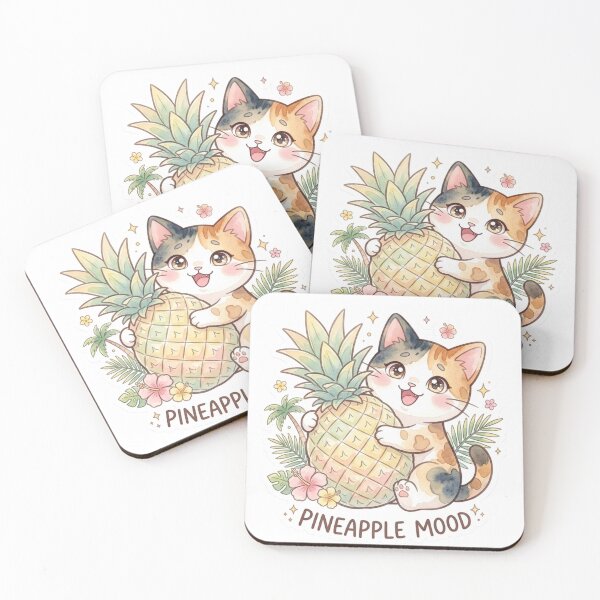 Item preview, Pineapple Mood Lani Cat – Cute Tropical Tabby Hawaiian Sticker designed and sold by LaniDigitalNook.