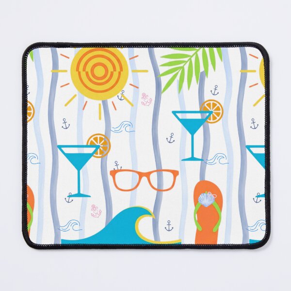 Item preview, Modern retro summer beach party design on blue stripes designed and sold by VibranPalette.