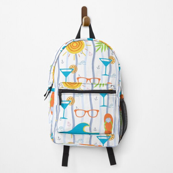 Item preview, Modern retro summer beach party design on blue stripes designed and sold by VibranPalette.