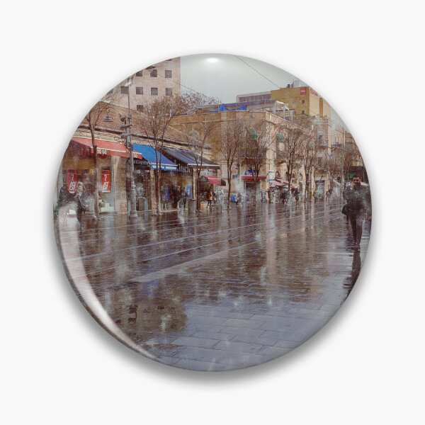 Item preview, Golden hour reflections on Jaffe Road, Jerusalem after April rain  designed and sold by simplyart767.