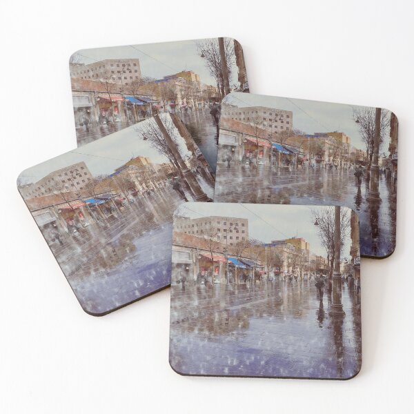 Item preview, Golden hour reflections on Jaffe Road, Jerusalem after April rain  designed and sold by simplyart767.