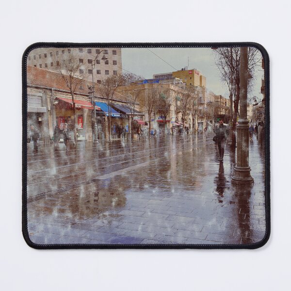 Item preview, Golden hour reflections on Jaffe Road, Jerusalem after April rain designed and sold by simplyart767.