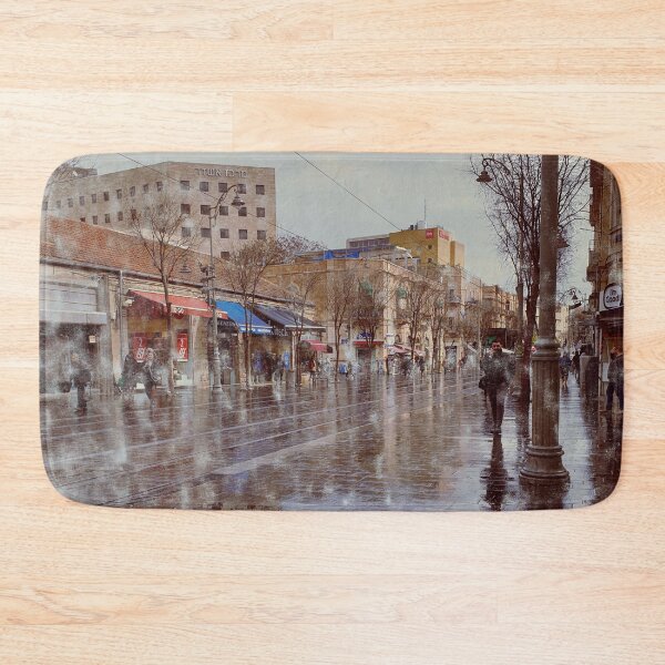 Item preview, Golden hour reflections on Jaffe Road, Jerusalem after April rain  designed and sold by simplyart767.