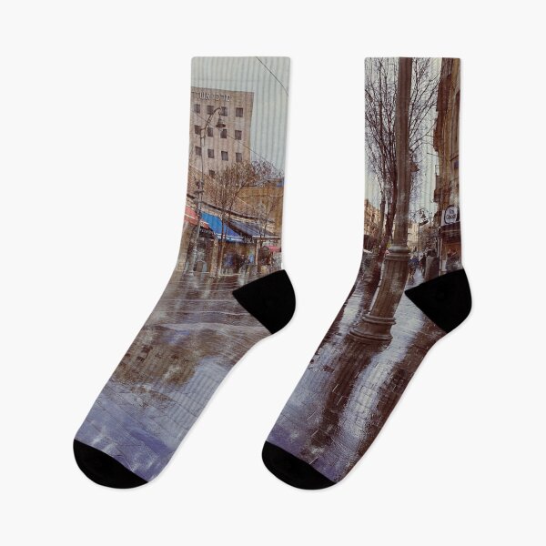 Item preview, Golden hour reflections on Jaffe Road, Jerusalem after April rain  designed and sold by simplyart767.