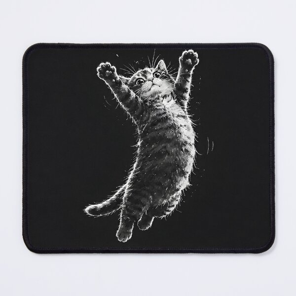 Item preview, Gato Saltando con Patas Arriba Arte Vintage Blanco y Negro designed and sold by ChaoticCatIlust.