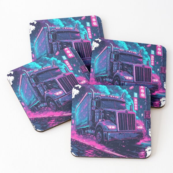 Item preview, Cyberpunk Semi Truck Neon Synthwave Big Rig Vector designed and sold by Tommyalex10.