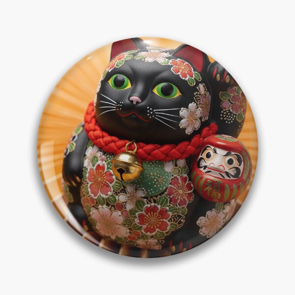 Item preview, Orange and Black Maneki Neko Lucky Cat  designed and sold by AnimaliaStar.