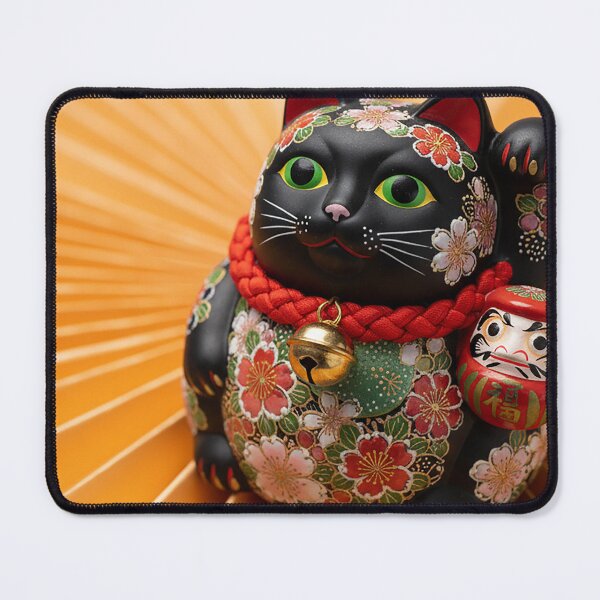 Item preview, Orange and Black Maneki Neko Lucky Cat designed and sold by AnimaliaStar.