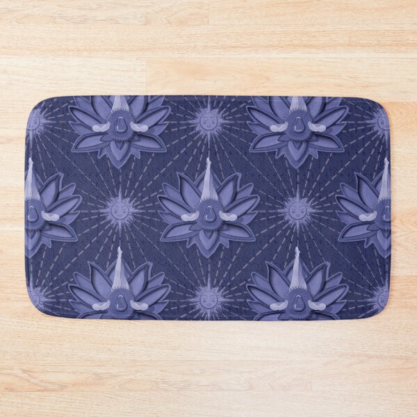Item preview, Flora sunbathes wearing a hat on a dahlia, monochrome violet background designed and sold by WONDERPRINTVALLEY.